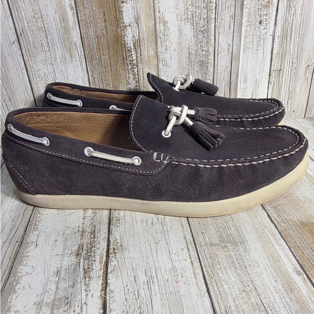 Joseph Abboud Collection Brown Suede Tassel Loafer Boat Shoes Contrast Stitch - Picture 9 of 10